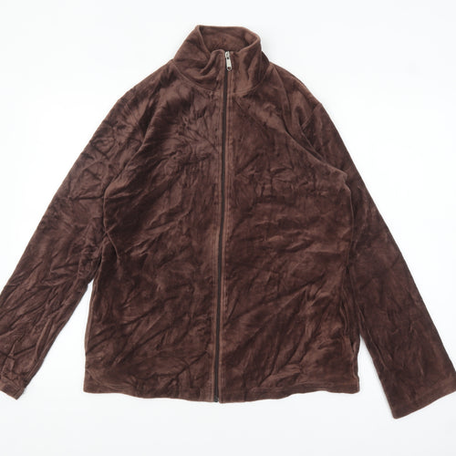 Huber Womens Brown Size 12 Velour Full Zip Jacket