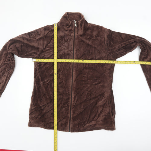 Huber Womens Brown Size 12 Velour Full Zip Jacket