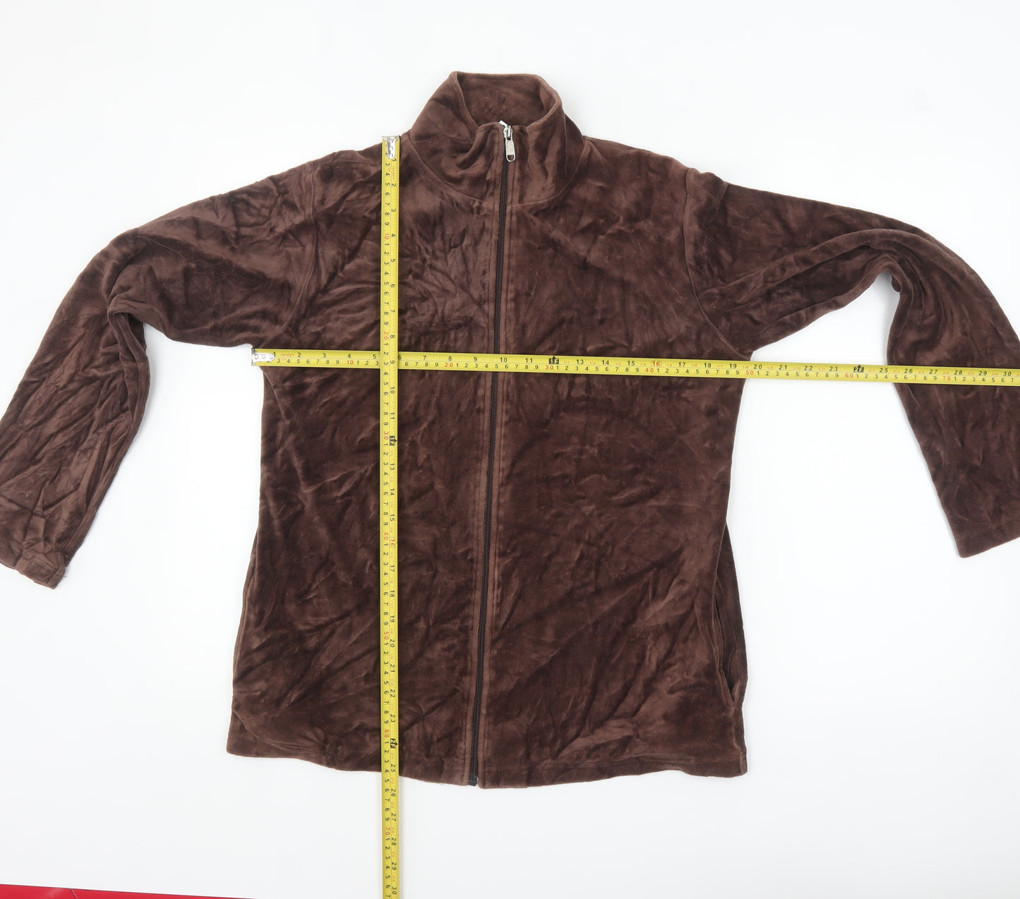 Huber Womens Brown Size 12 Velour Full Zip Jacket