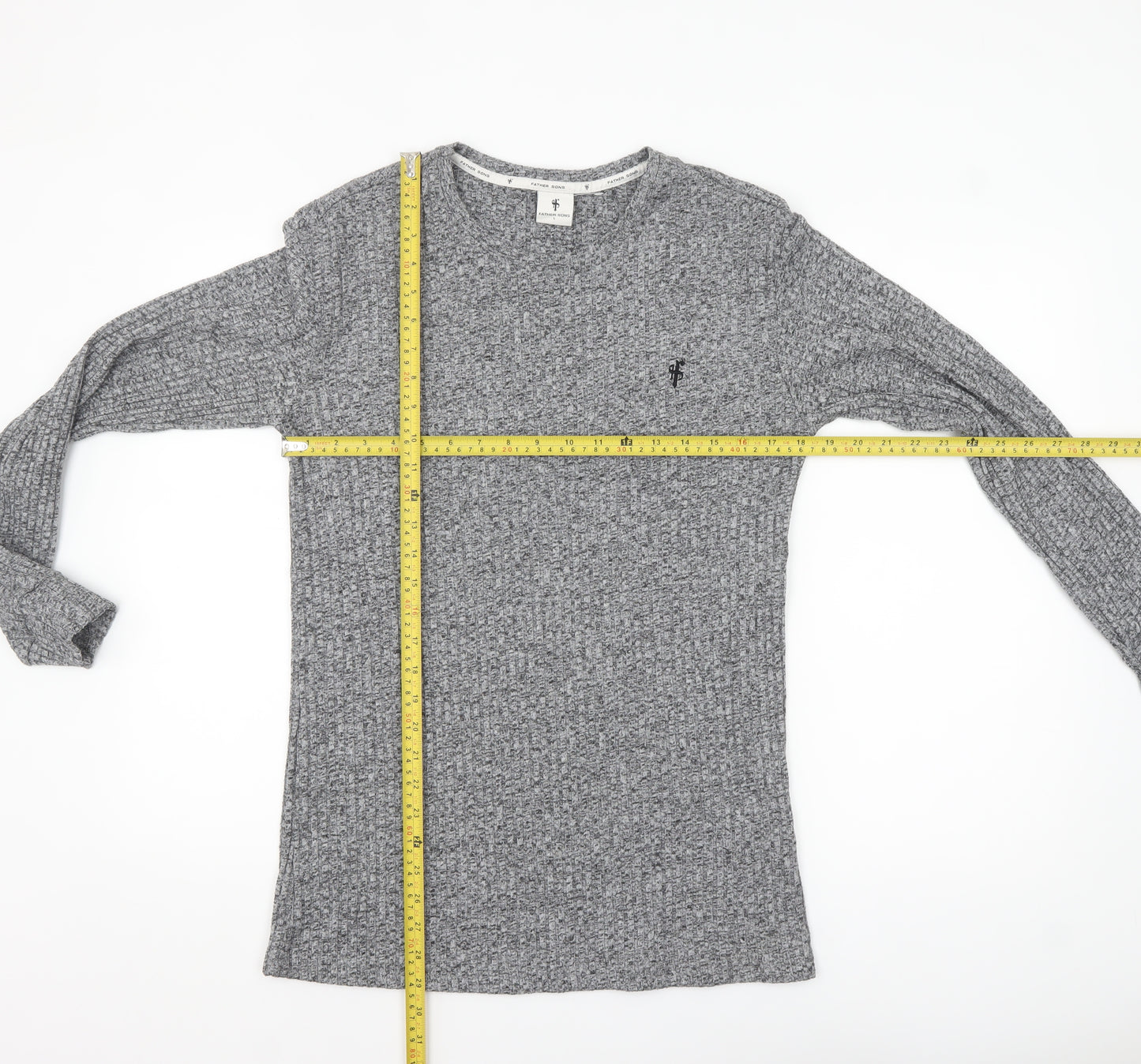 Father Sons Men’s Grey Slim Fit Long Sleeve Knit Top L