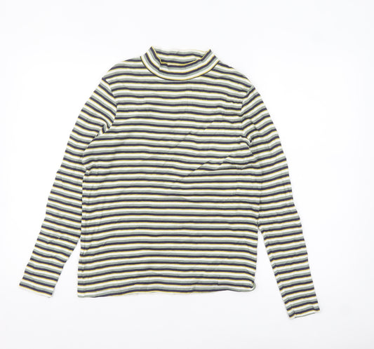 M&Co Women’s Multicoloured Striped Roll Neck Long Sleeve Top Size 12