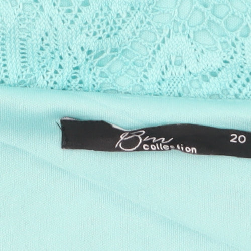 BM Collection Women's Blue Lace Short Sleeve Blouse Size 20