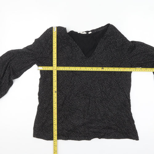Fat Face Women Black Polka Dot Cotton Modal Tunic Blouse Size 16