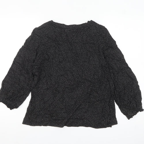 Fat Face Women Black Polka Dot Cotton Modal Tunic Blouse Size 16
