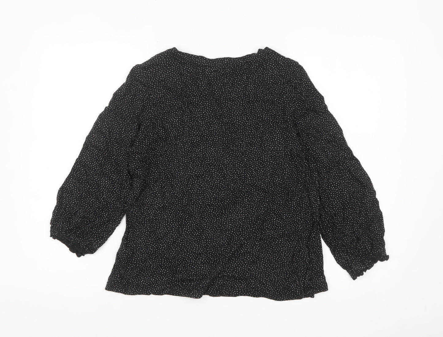 Fat Face Women Black Polka Dot Cotton Modal Tunic Blouse Size 16