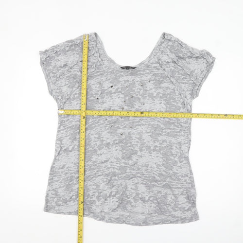 Marks and Spencer Women’s Grey Scoop Neck Studded T-Shirt Size 16