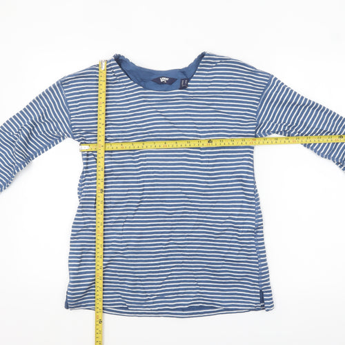 Lands' End Women's Blue Striped 3/4 Sleeve Cotton Petite T-Shirt XS