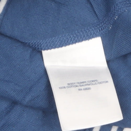 Lands' End Women's Blue Striped 3/4 Sleeve Cotton Petite T-Shirt XS