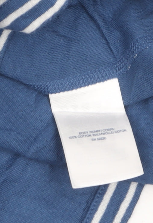 Lands' End Women's Blue Striped 3/4 Sleeve Cotton Petite T-Shirt XS
