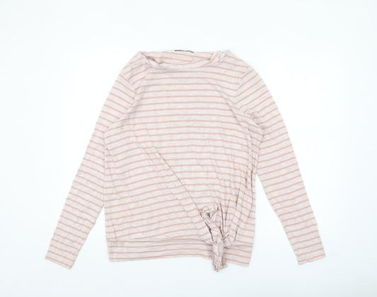 Marks and Spencer Womens Pink Striped Long Sleeve Jersey T-Shirt Size 14