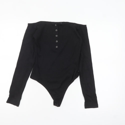 Missguided Womens Black Off Shoulder Long Sleeve Bodysuit UK 10
