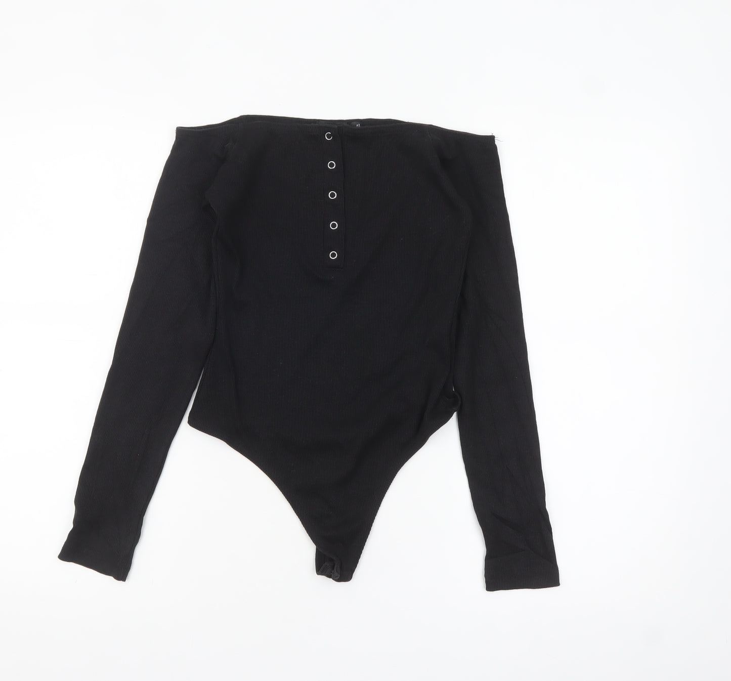 Missguided Womens Black Off Shoulder Long Sleeve Bodysuit UK 10