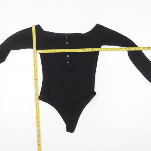 Missguided Womens Black Off Shoulder Long Sleeve Bodysuit UK 10