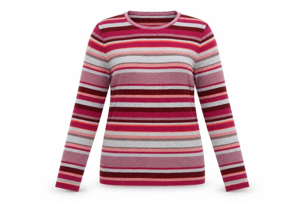Front view of Damart Women's Multicoloured Striped Wool Blend jumper, size L