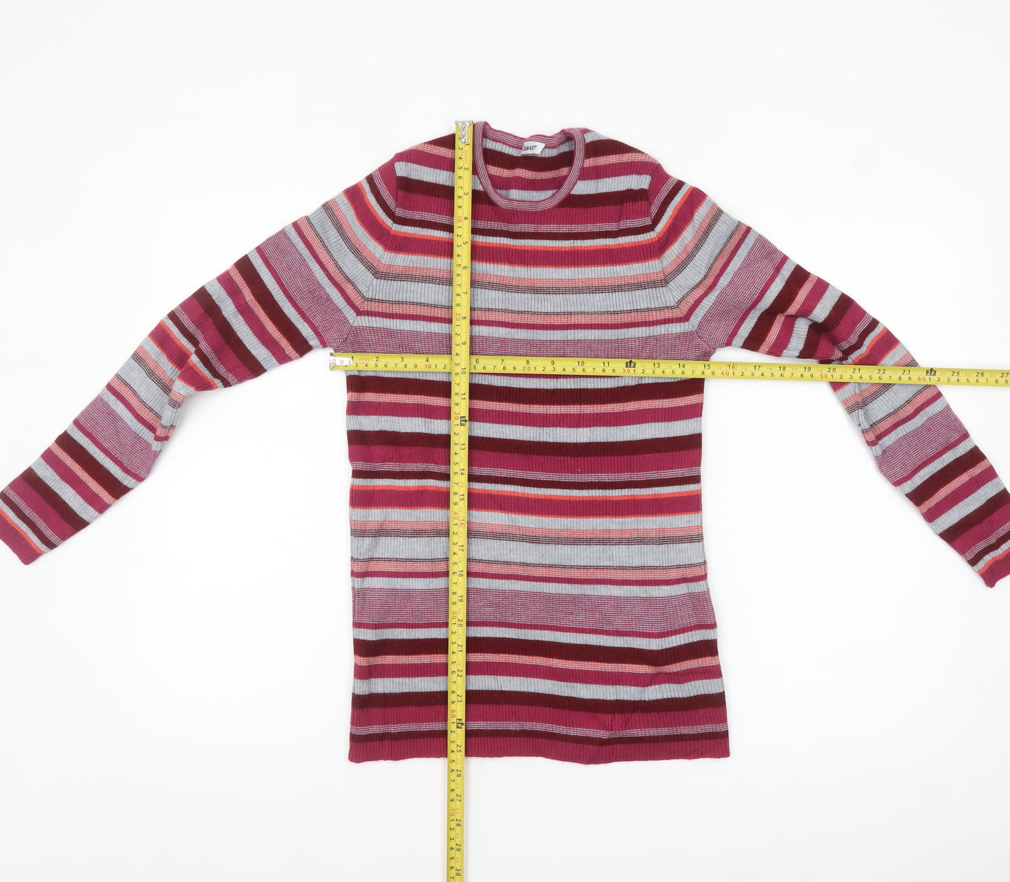 Damart Women's Multicoloured Striped Wool Blend Pullover Jumper Size L