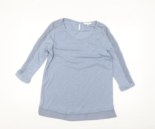 RJR John Rocha Women's Blue 3/4 Sleeve Scoop Neck Blouse Size 10