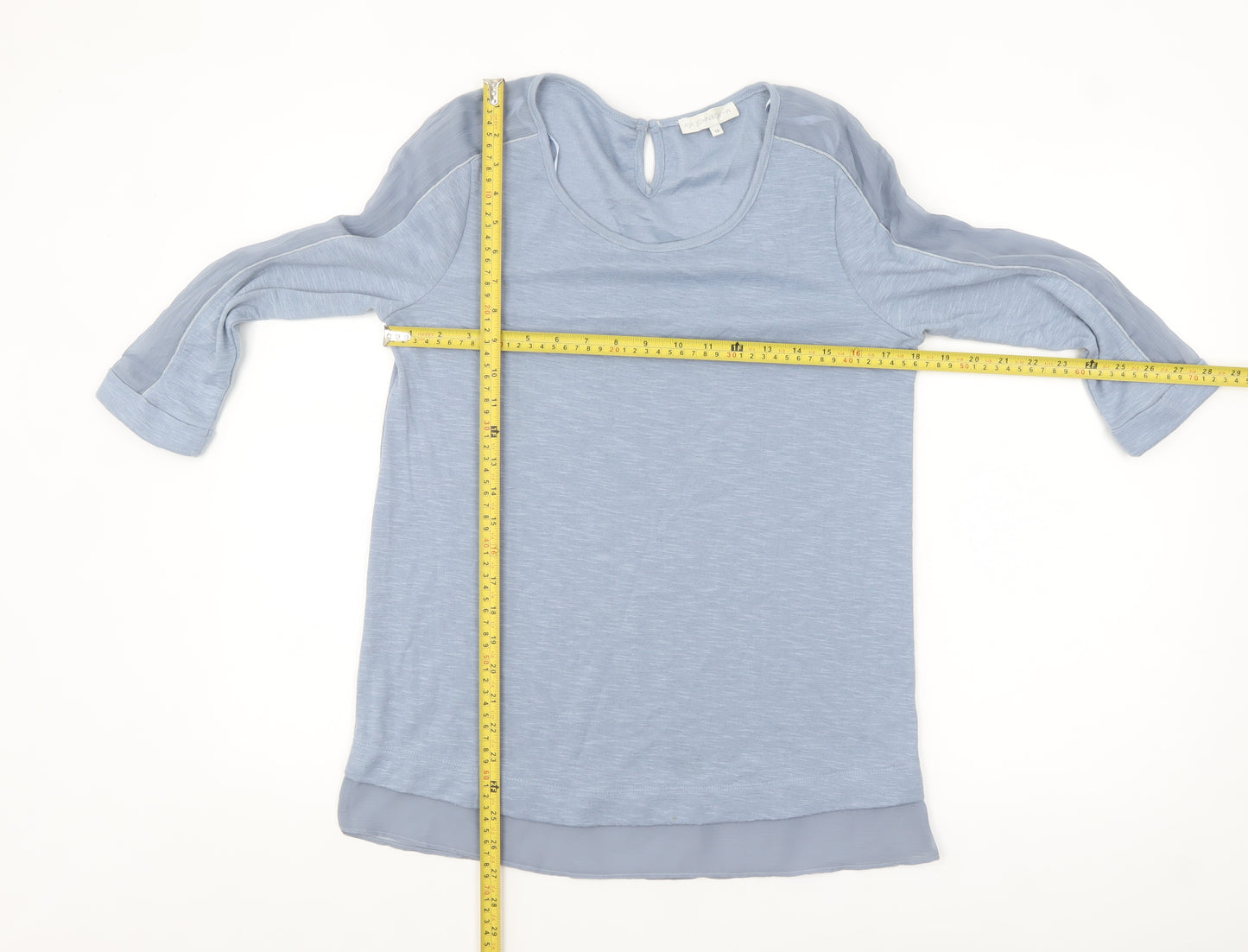 RJR John Rocha Women's Blue 3/4 Sleeve Scoop Neck Blouse Size 10