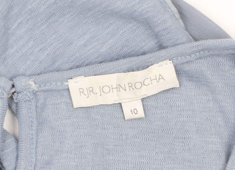 RJR John Rocha Women's Blue 3/4 Sleeve Scoop Neck Blouse Size 10