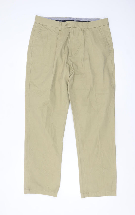 Samuel Windsor Men's Beige Chino Trousers 34R Regular Fit Cotton