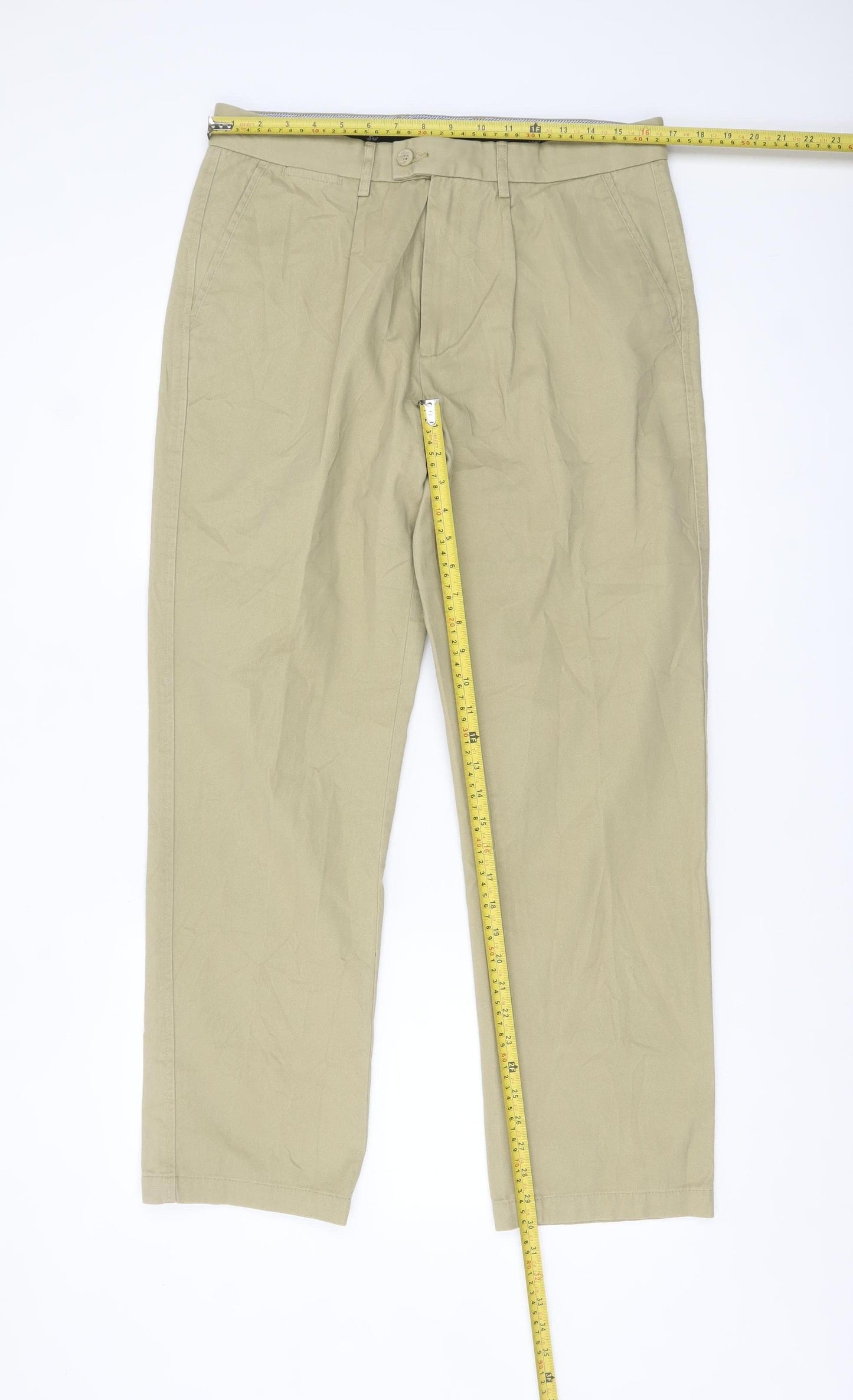 Samuel Windsor Men's Beige Chino Trousers 34R Regular Fit Cotton