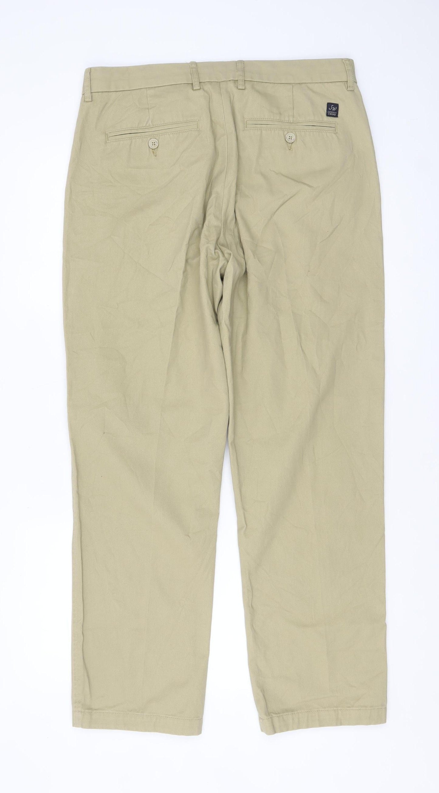 Samuel Windsor Men's Beige Chino Trousers 34R Regular Fit Cotton