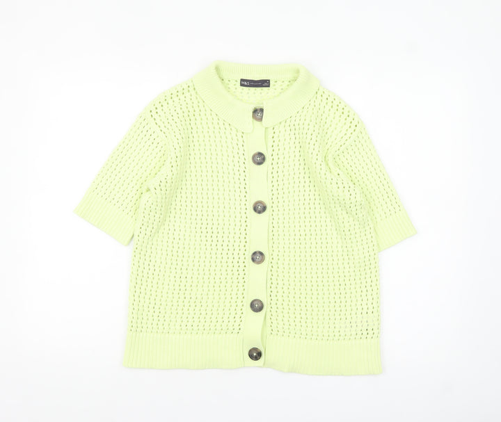 Marks and Spencer Women’s Green Collared Knit Short Sleeve Cardigan Size 10