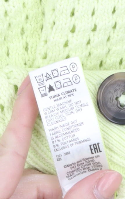 Marks and Spencer Women’s Green Collared Knit Short Sleeve Cardigan Size 10