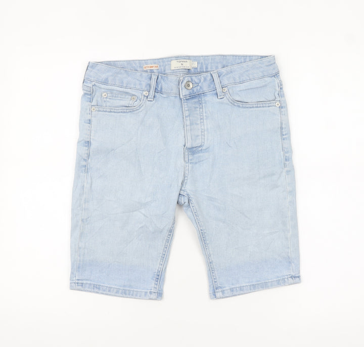 Topman Men’s Blue Light Wash Slim Denim Chino Shorts Size 30