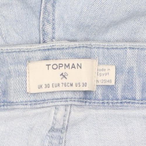 Topman Men’s Blue Light Wash Slim Denim Chino Shorts Size 30