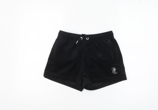 Juicy Couture Womens Black XS Velour Rhinestone Sweat Shorts