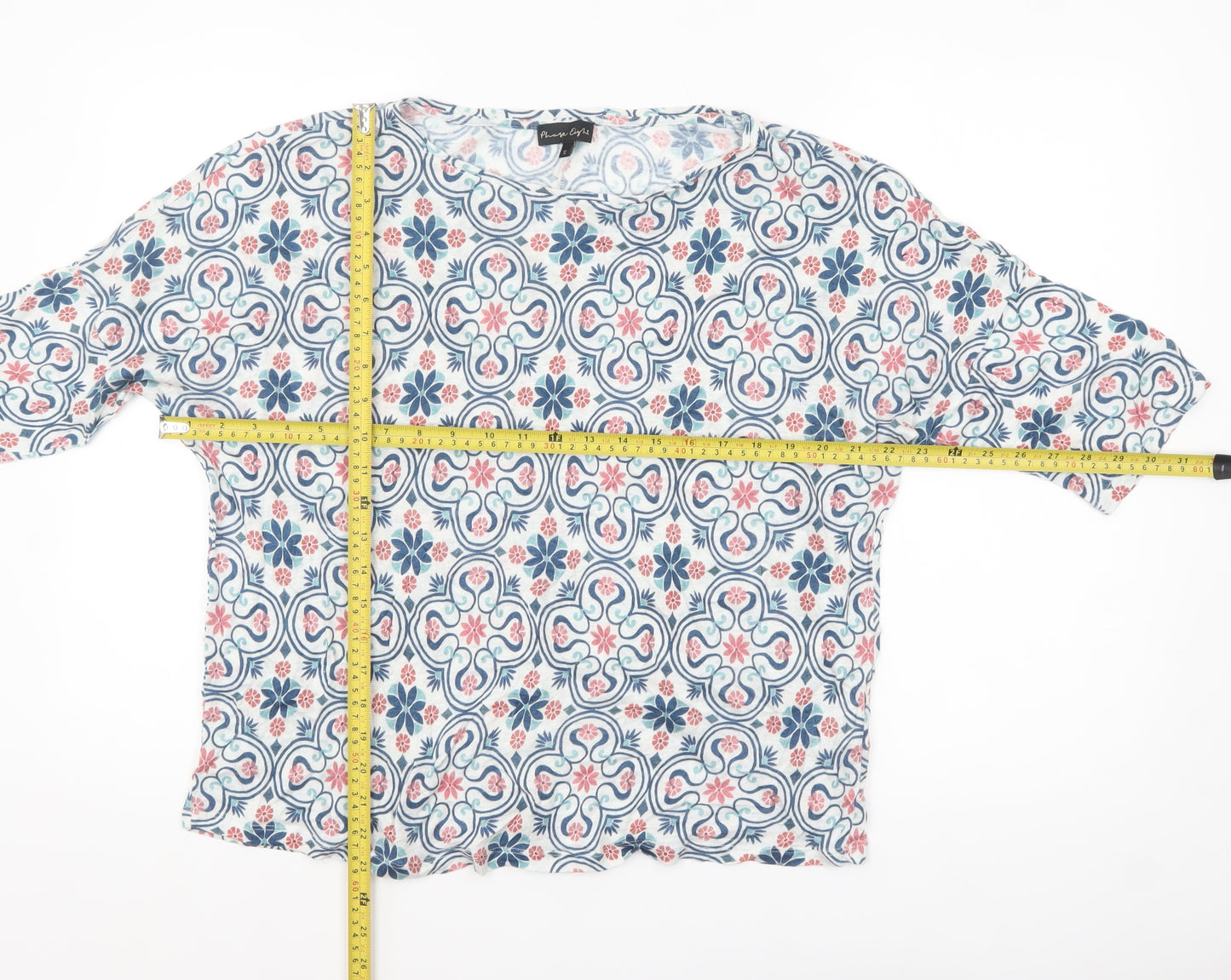 Phase Eight Women's Multicoloured Floral Linen Tunic Blouse UK 16