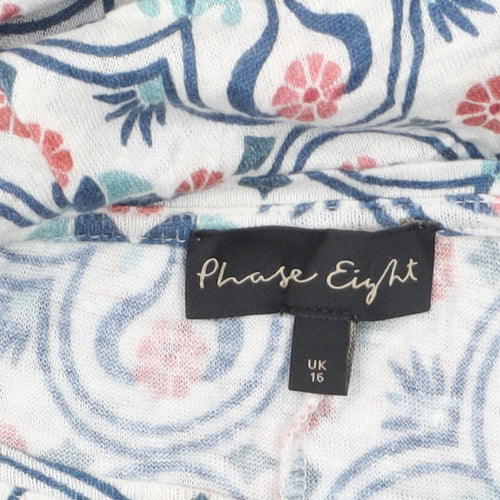 Phase Eight Women's Multicoloured Floral Linen Tunic Blouse UK 16