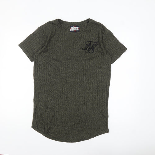SikSilk Men's Green XS Slim Fit Crew Neck Short Sleeve T-Shirt