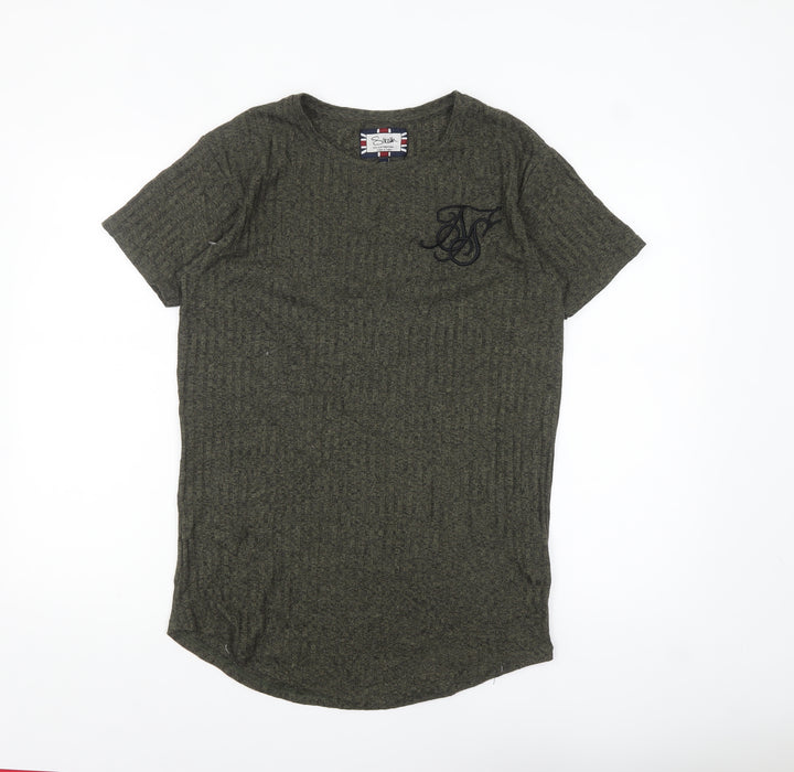 SikSilk Men's Green XS Slim Fit Crew Neck Short Sleeve T-Shirt