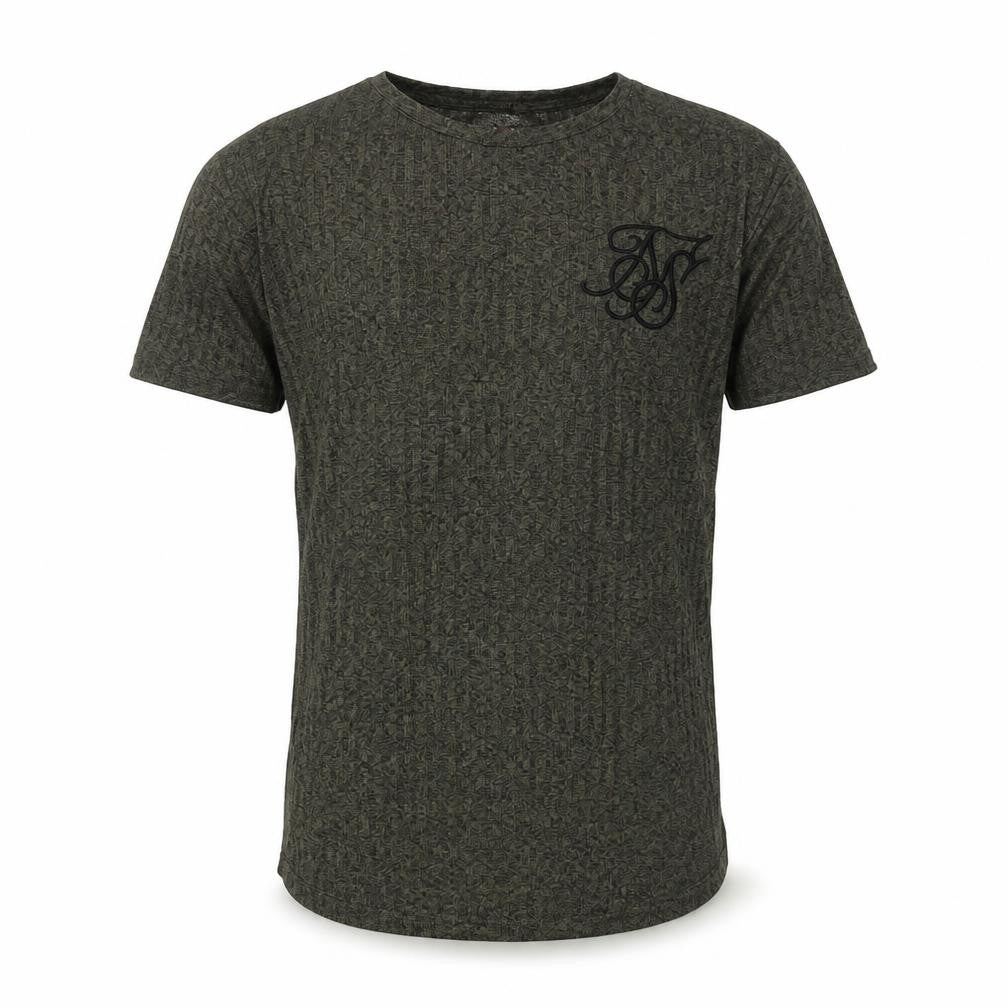 SikSilk Men's Green XS Slim Fit Crew Neck Short Sleeve T-Shirt