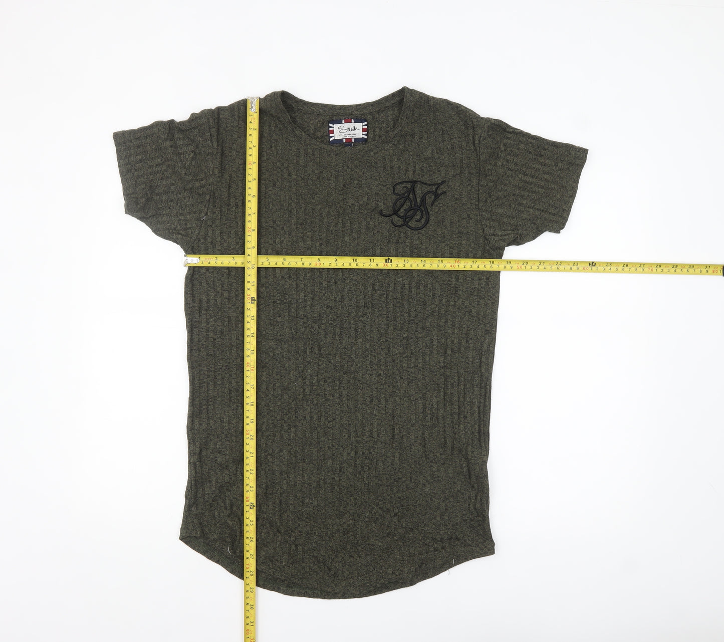 SikSilk Men's Green XS Slim Fit Crew Neck Short Sleeve T-Shirt