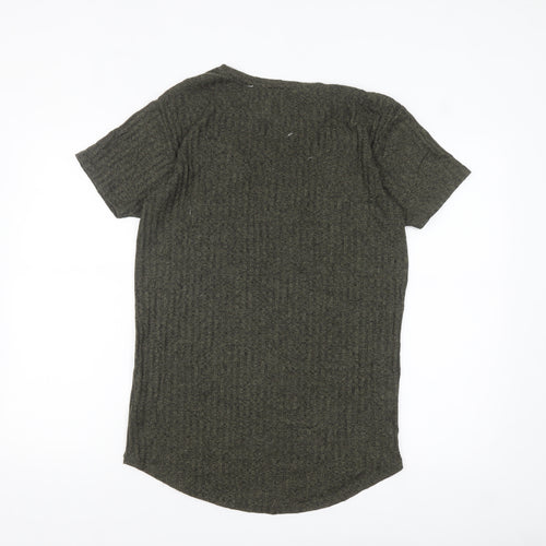 SikSilk Men's Green XS Slim Fit Crew Neck Short Sleeve T-Shirt