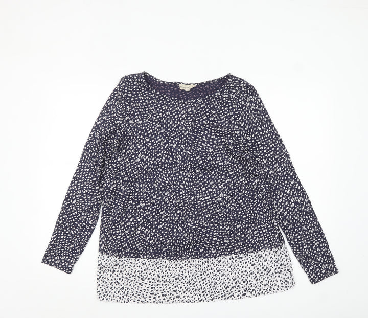 Phase Eight Women’s Blue Animal Print Long Sleeve Tunic Blouse Size 12
