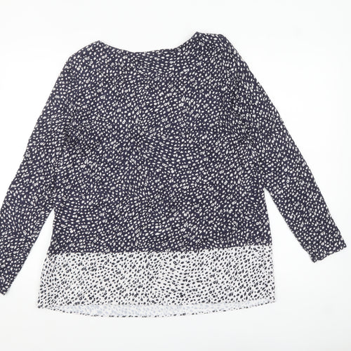 Phase Eight Women’s Blue Animal Print Long Sleeve Tunic Blouse Size 12