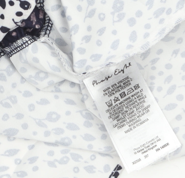 Phase Eight Women’s Blue Animal Print Long Sleeve Tunic Blouse Size 12