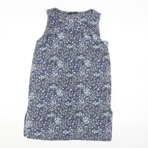 Next Women Blue Floral Crochet Detail Sleeveless Tank Top Size 8