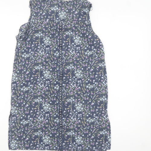 Next Women Blue Floral Crochet Detail Sleeveless Tank Top Size 8