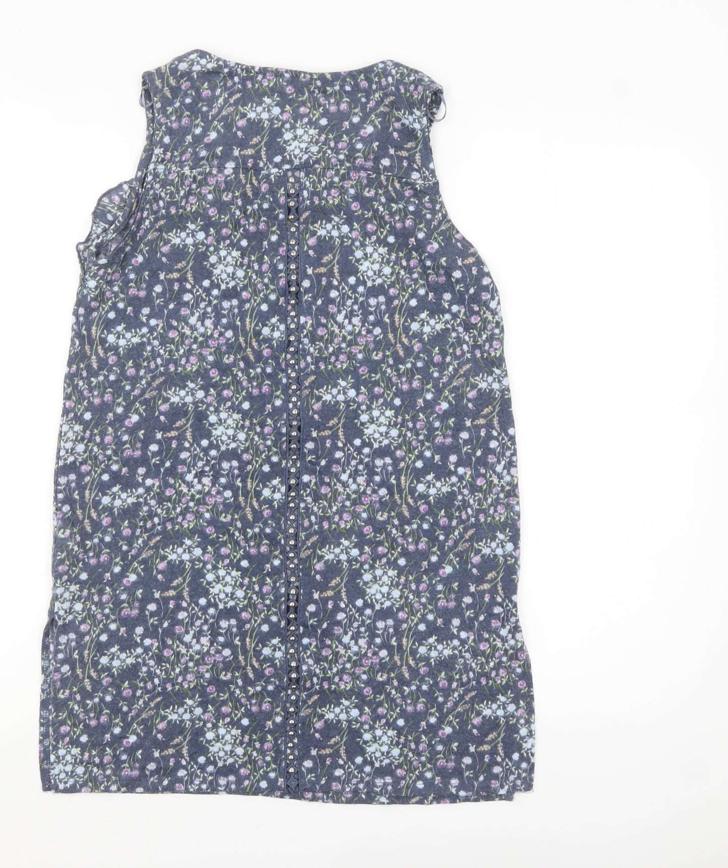 Next Women Blue Floral Crochet Detail Sleeveless Tank Top Size 8
