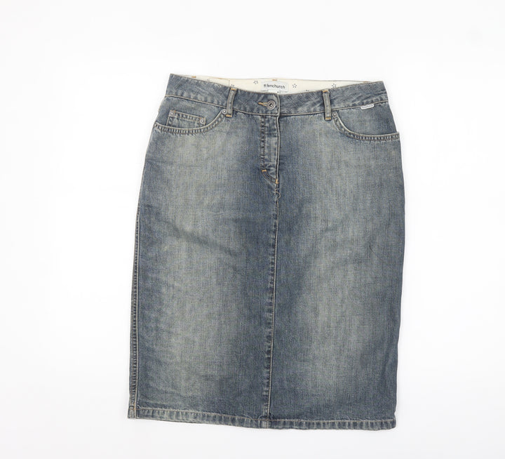 Fenchurch Women's Blue Denim Knee Length Pencil Skirt Size 8