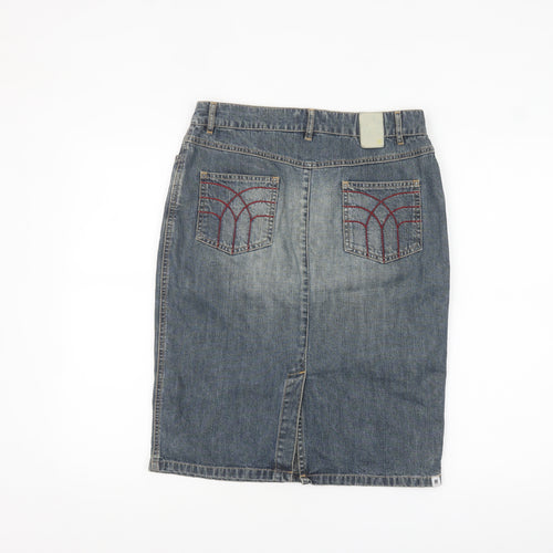 Fenchurch Women's Blue Denim Knee Length Pencil Skirt Size 8