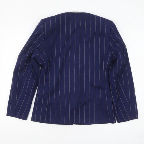 Alexon Women Navy Blue Pinstripe Wool Suit Jacket Size 10 UK
