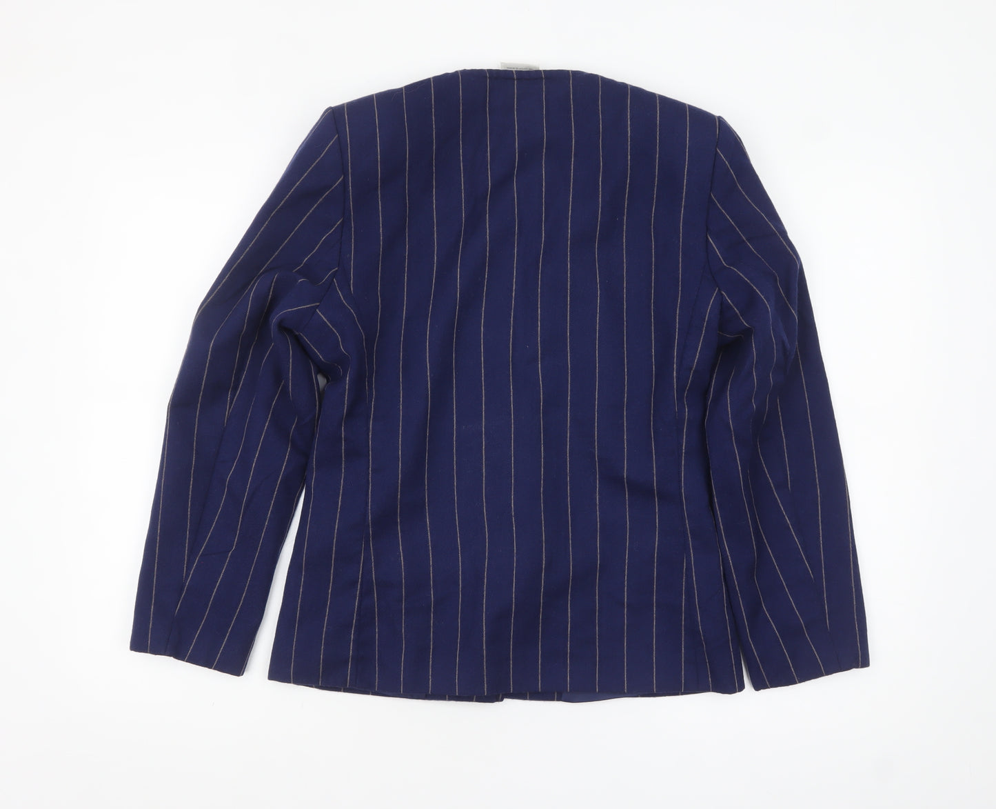 Alexon Women Navy Blue Pinstripe Wool Suit Jacket Size 10 UK