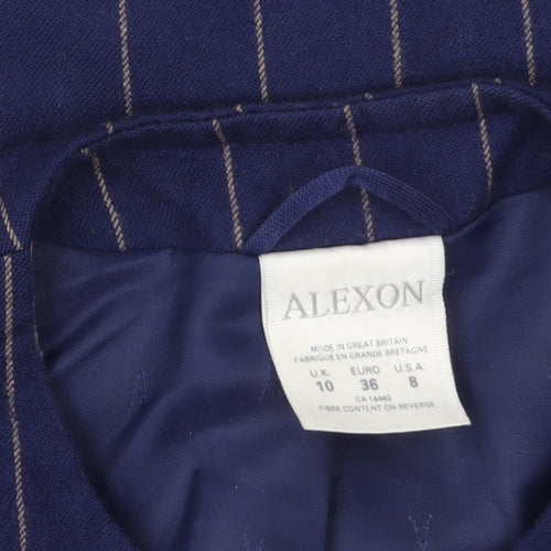 Alexon Women Navy Blue Pinstripe Wool Suit Jacket Size 10 UK