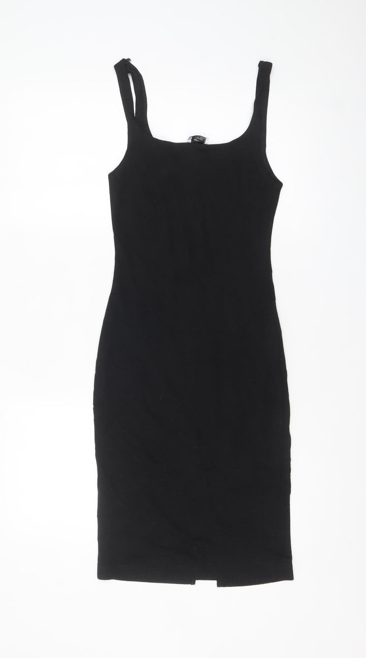 Zara Women Black Size 8 Bodycon Knee Length Sleeveless Dress