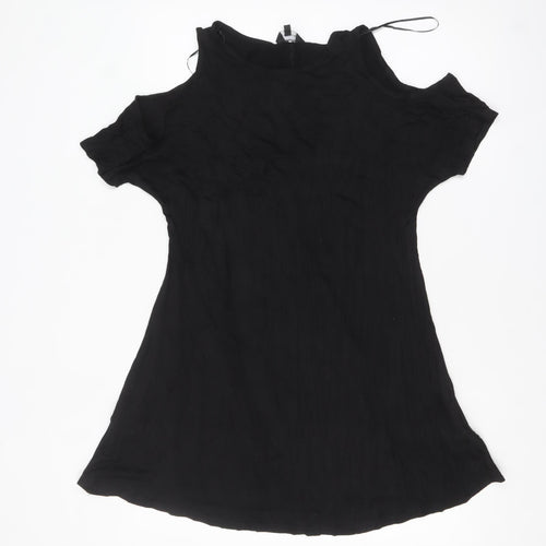 New Look Women's Black Cold Shoulder A-Line Dress Size 10